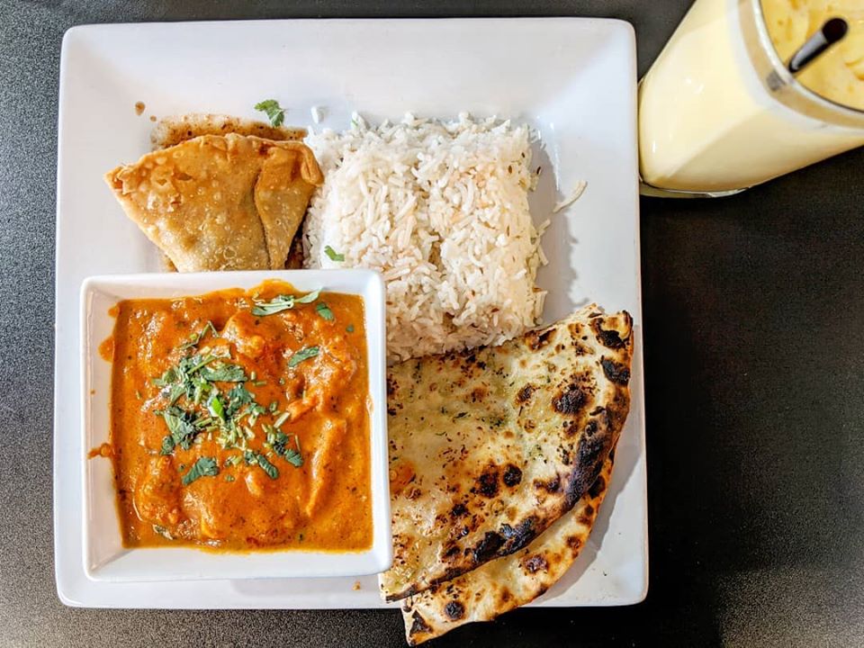 Masala Square Indian Kitchen signature dishes Chicken Tikki MasalaGarlic NaanSupreme Samosa